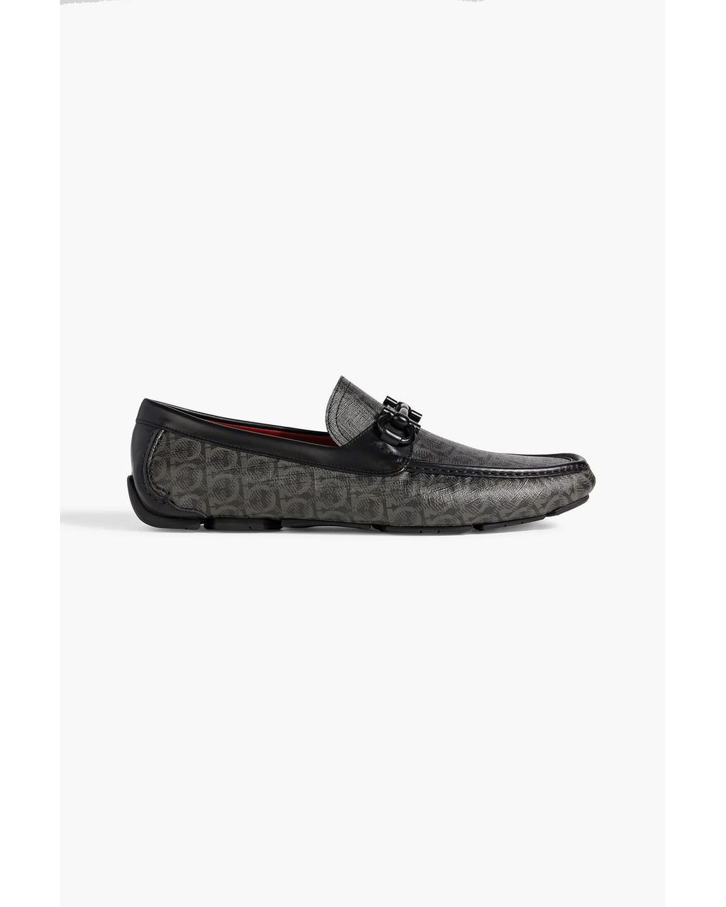 Ferragamo Parigi Logo-print Textured-leather Driving Shoes  display picture 3