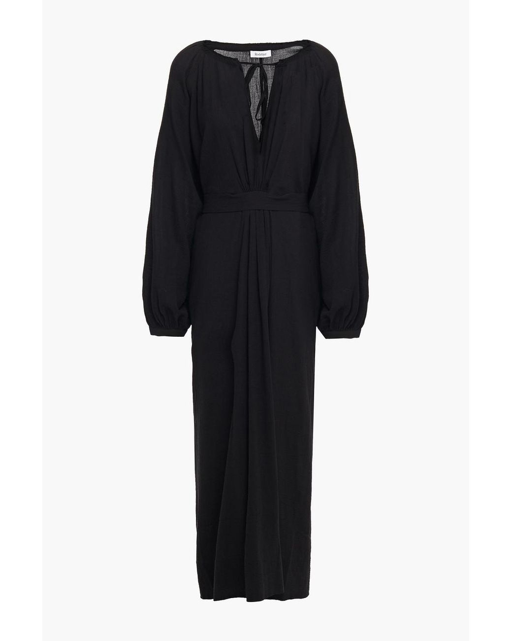 Rodebjer Endre Gathered Crinkled-cotton Midi Dress in Black | Lyst Australia