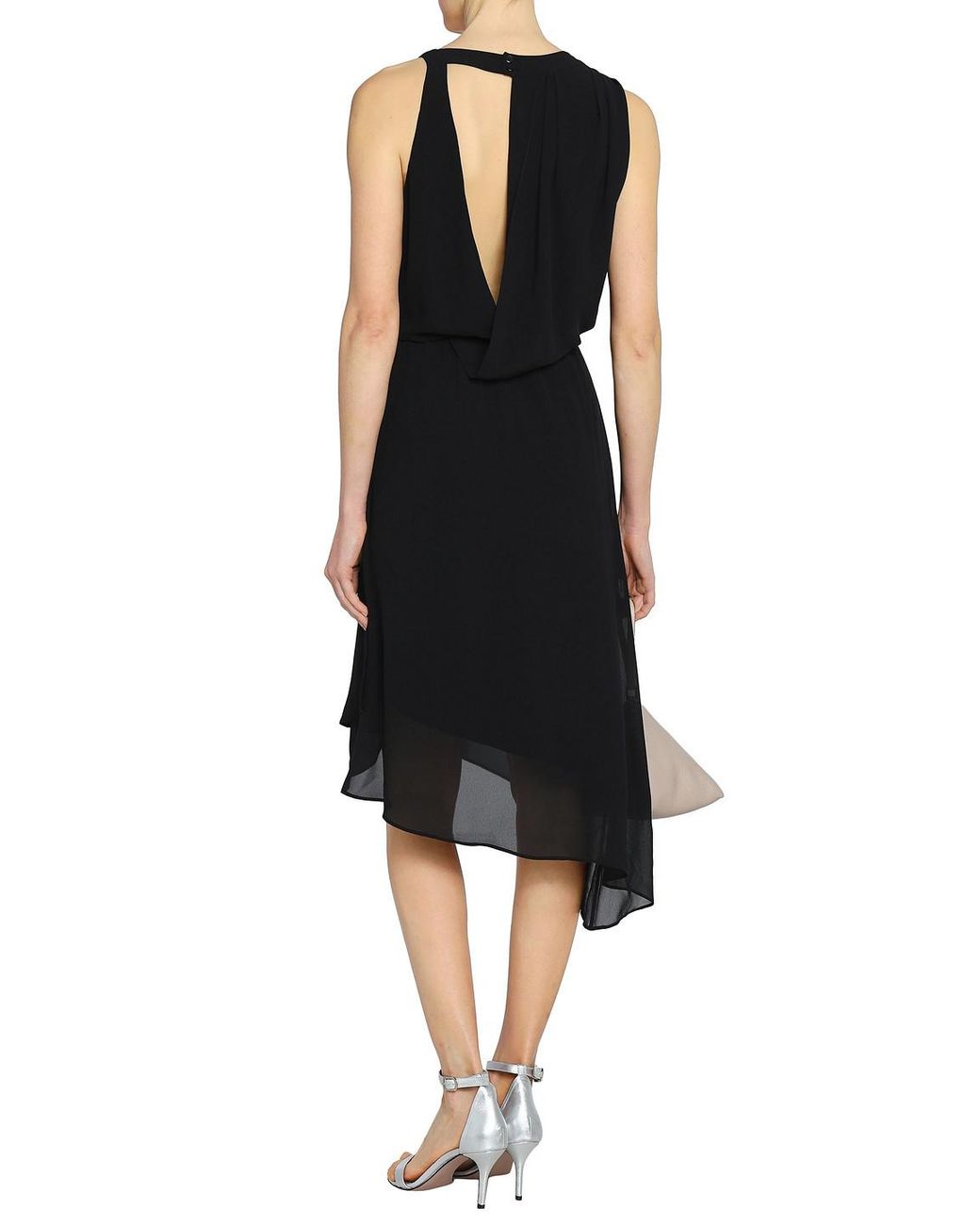 Haute Hippie Asymmetric Wrap-Effect Cutout Chiffon Dress in Black | Lyst UK