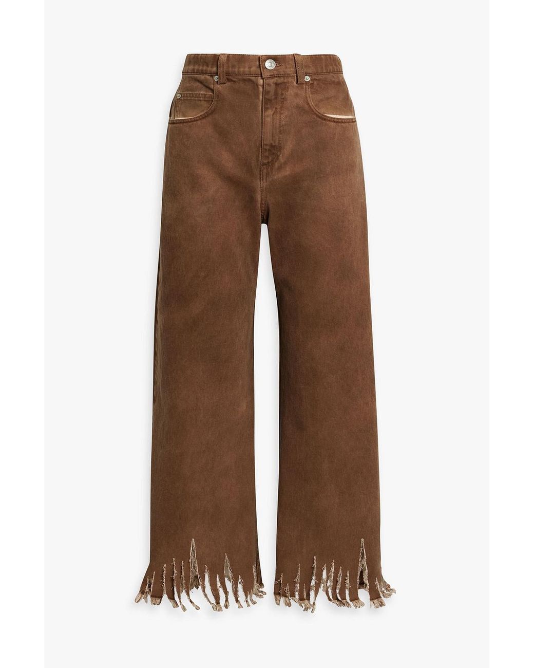 Marni Distressed High-rise Wide-leg Jeans in Brown | Lyst
