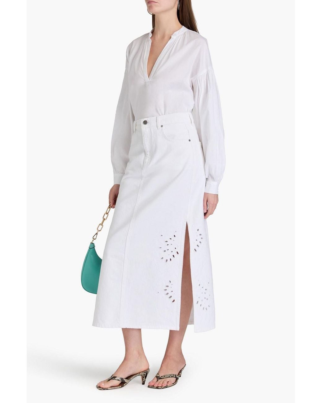 10 Crosby Derek Lam White Violet Denim Midi Skirt