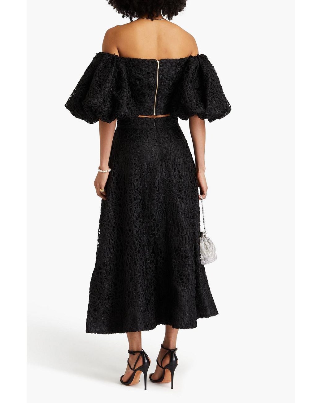 aje patina lace midi dress Patina Metallic Macram Lace Midi Dress