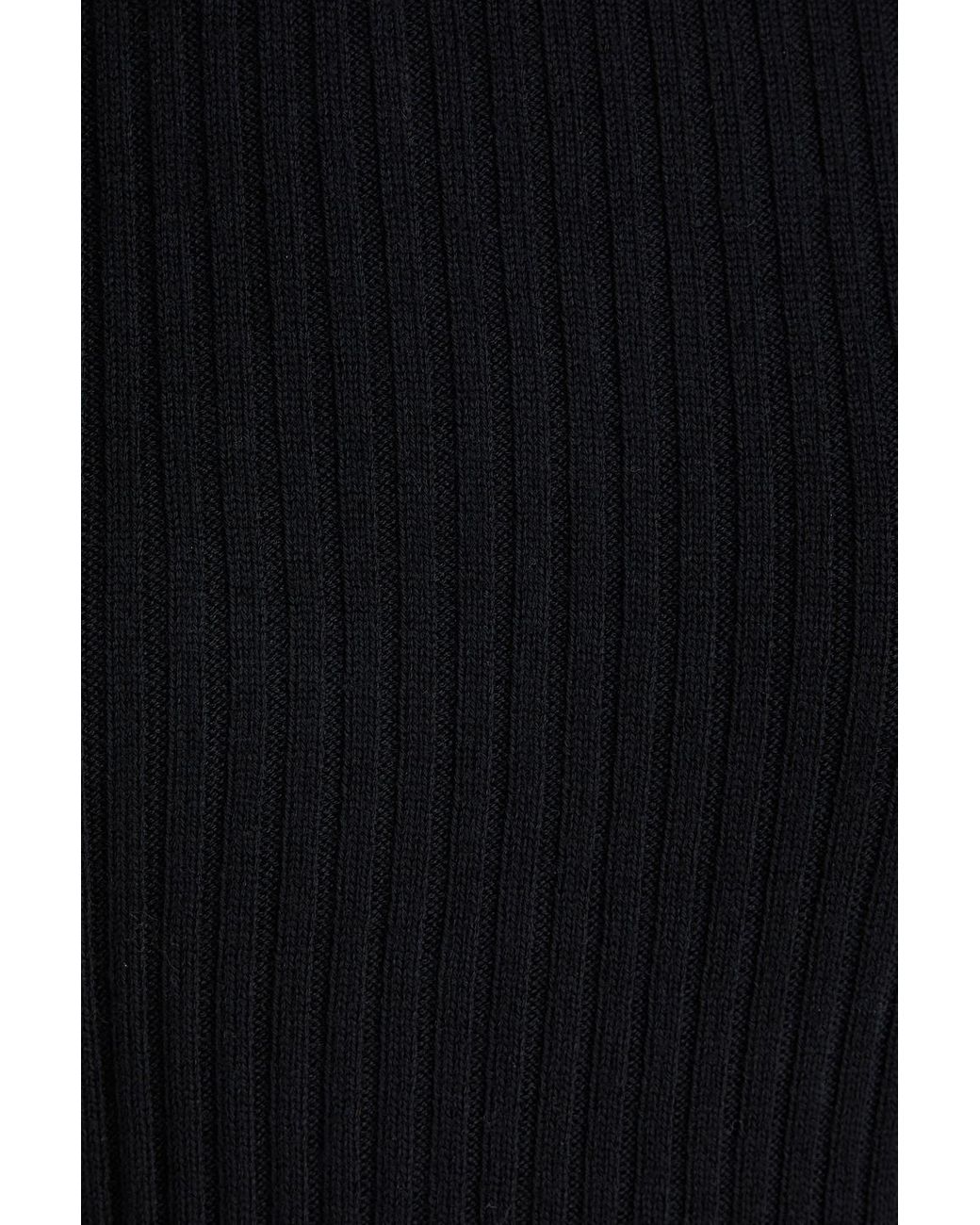 Ganni Blue Rollkragenoberteil aus gerippter merinowolle