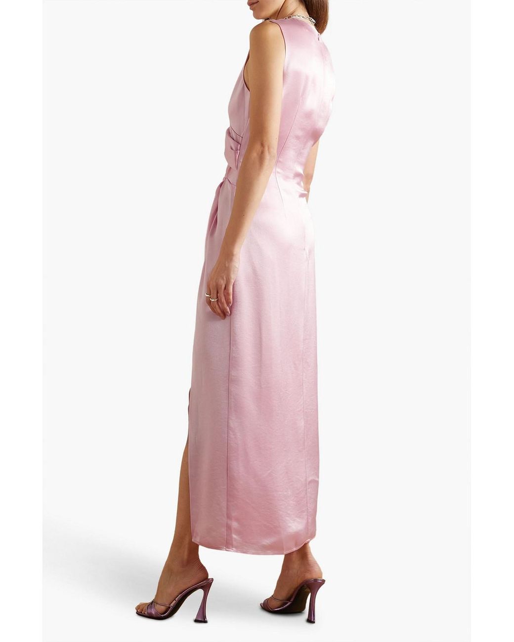 Anna Quan Pink Violeta drapiertes maxikleid aus satin mit cut-outs