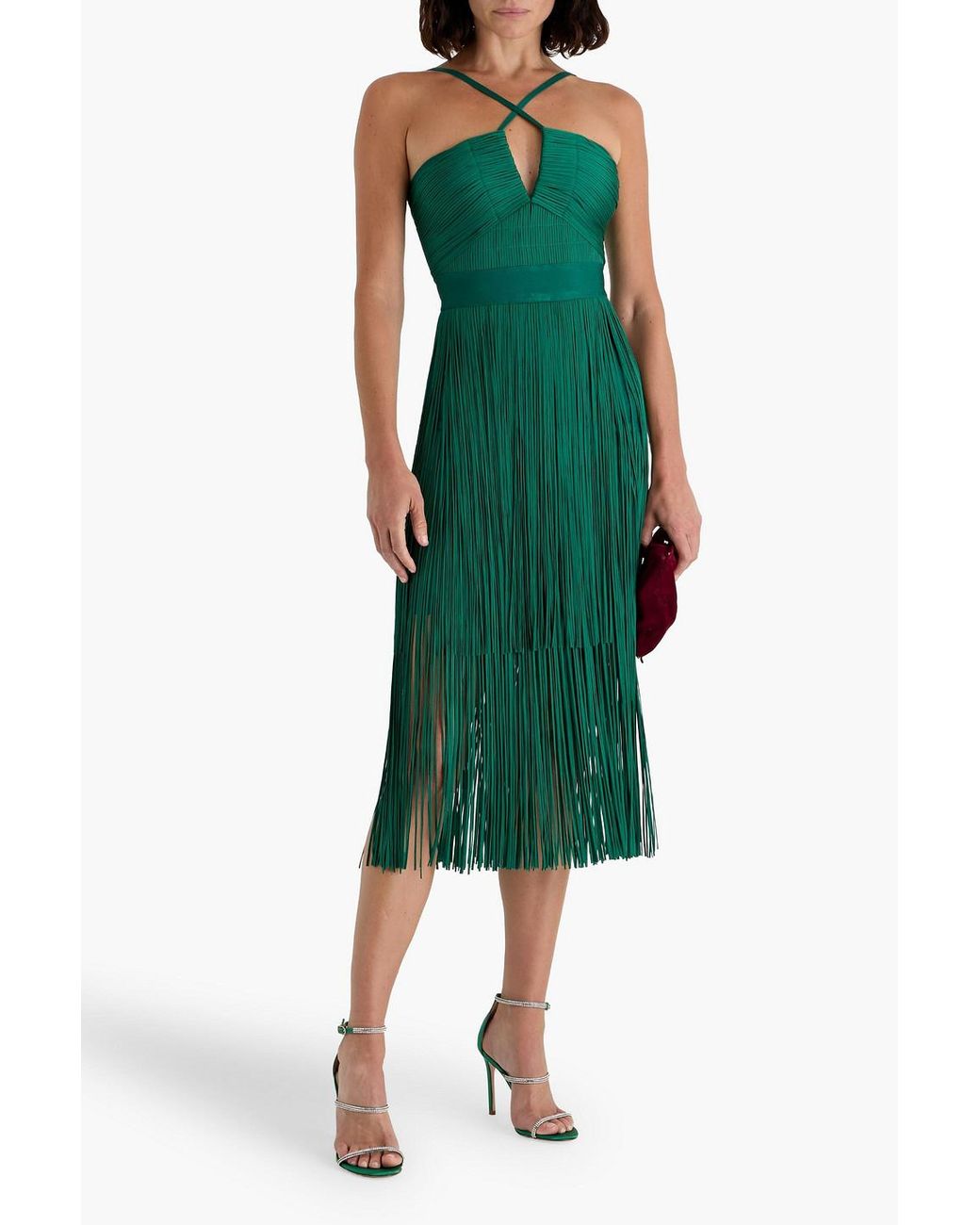 slim fit dress slacks HERVE LEGER blue and green short bandage dress main image 0
