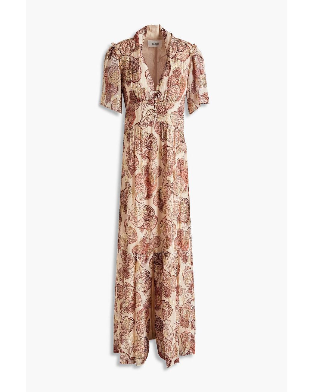 Ba&sh Hide Floral-print Metallic Fil Coupé Georgette Maxi Dress | Lyst  Australia