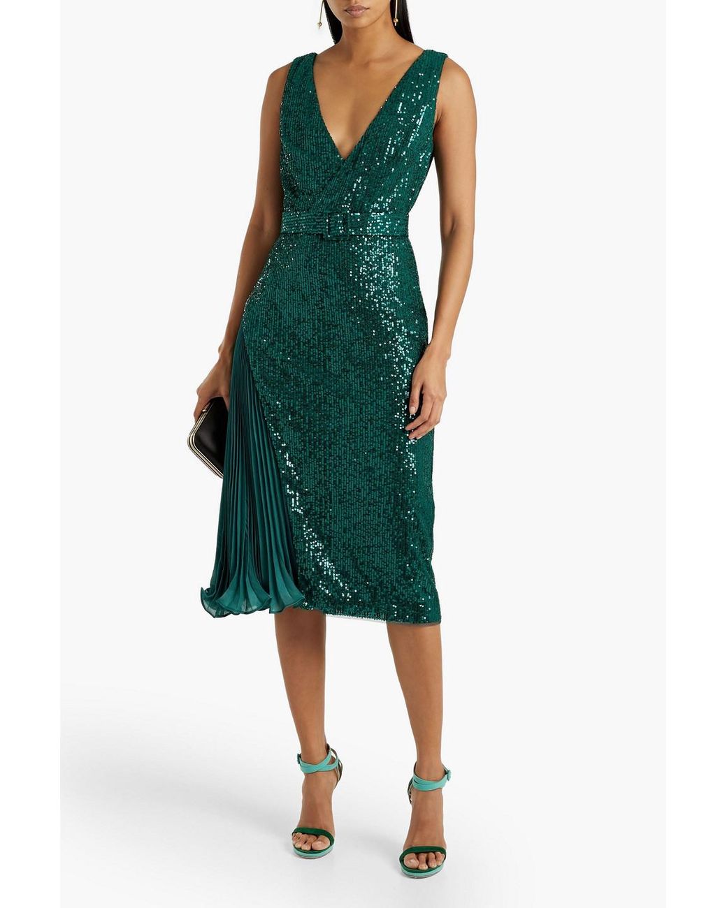green emerald velvet dress Vintage Badgley Mischka Black Evening Dress W Green Beads & Sequins  Modig