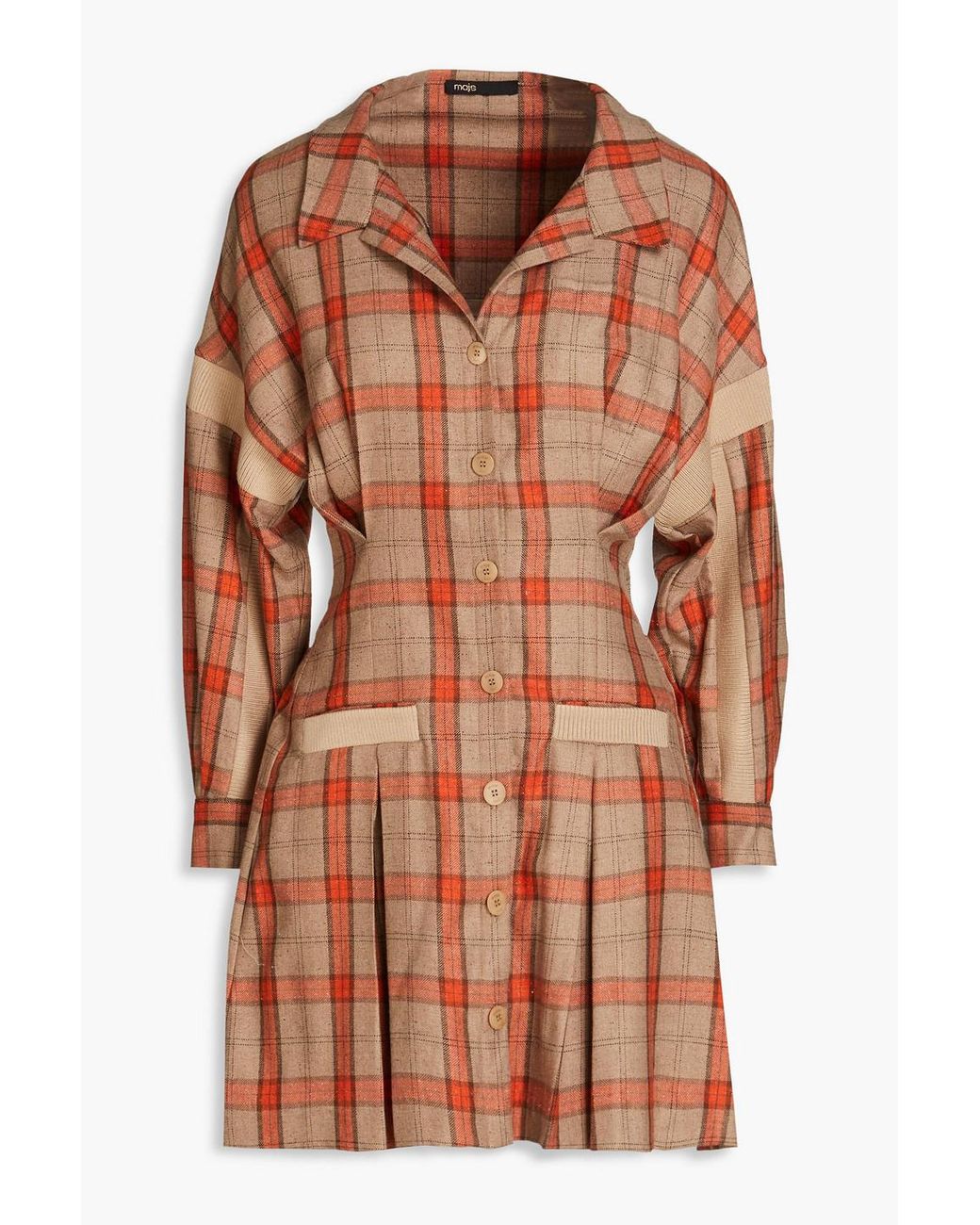 Maje asymmetric cheap plaid shirt dress