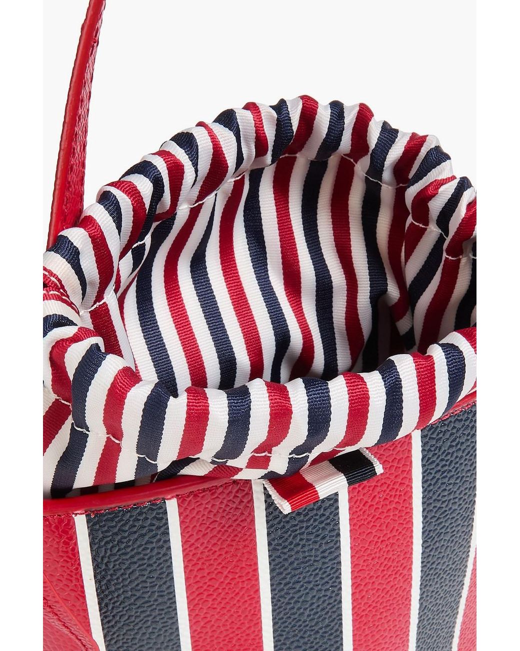 Thom Browne Red Striped Pebbled-Leather Cross-Body Bag