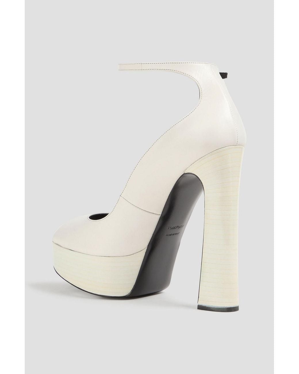 Tom Ford White Padlock Embellished Leather Platform Pumps