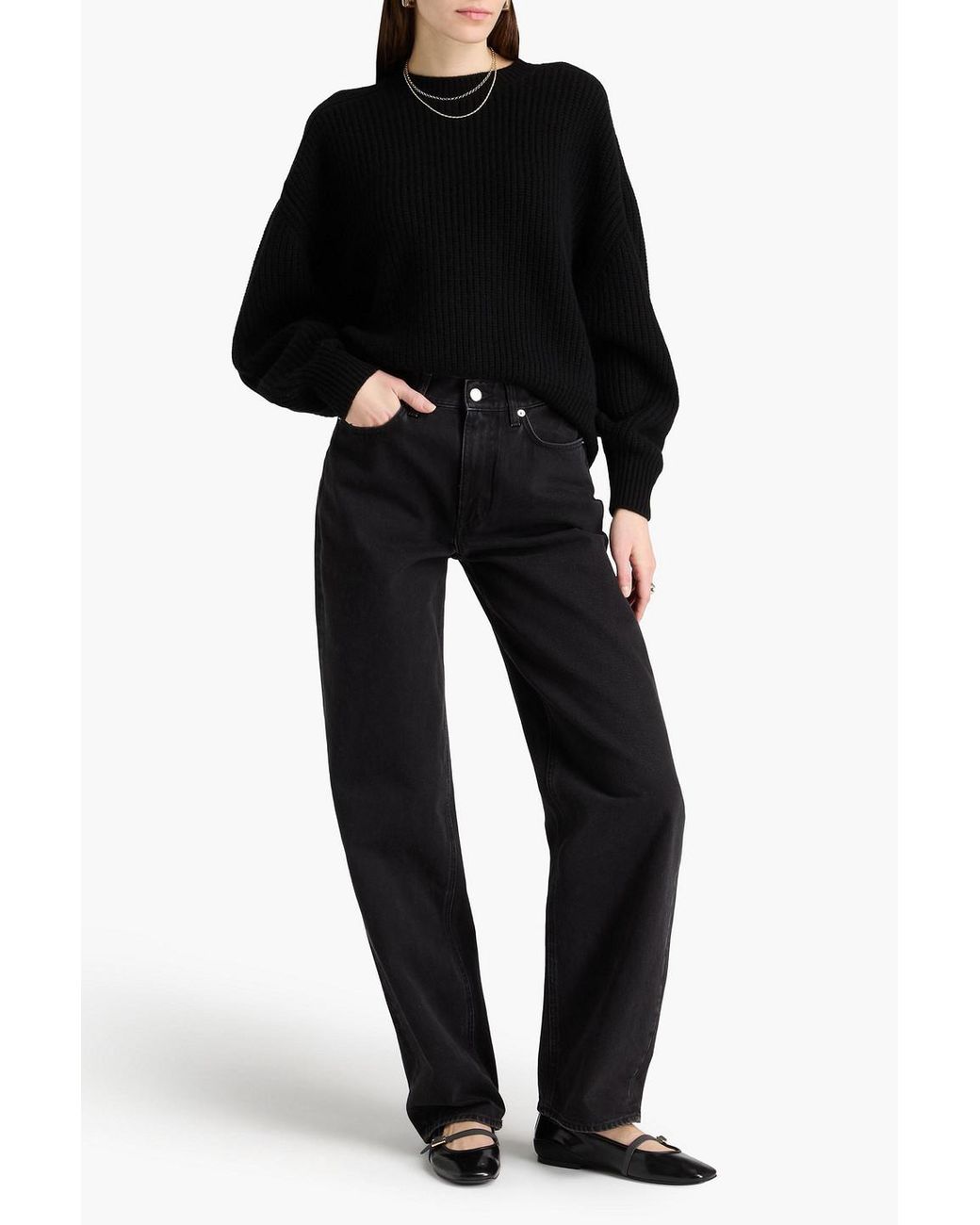 Loulou de Saison Black Ribbed Cashmere Sweater