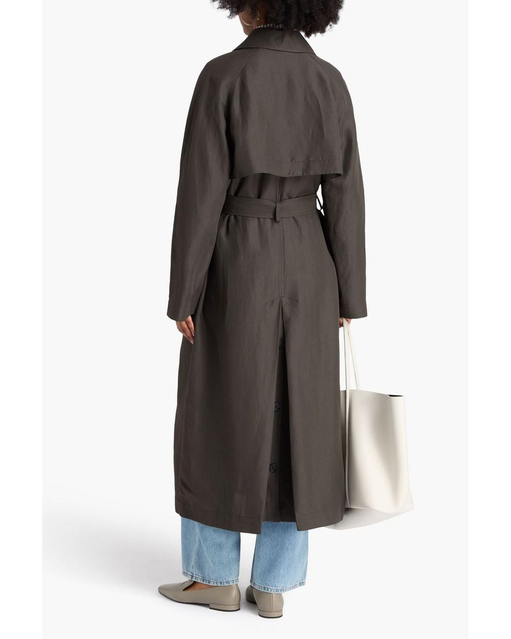 Totême Black Minimalist Twill Trench Coat