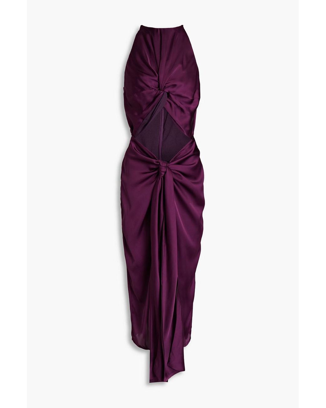 Andrea Iyamah Reni Cutout Twisted Satin Midi Dress in Purple | Lyst