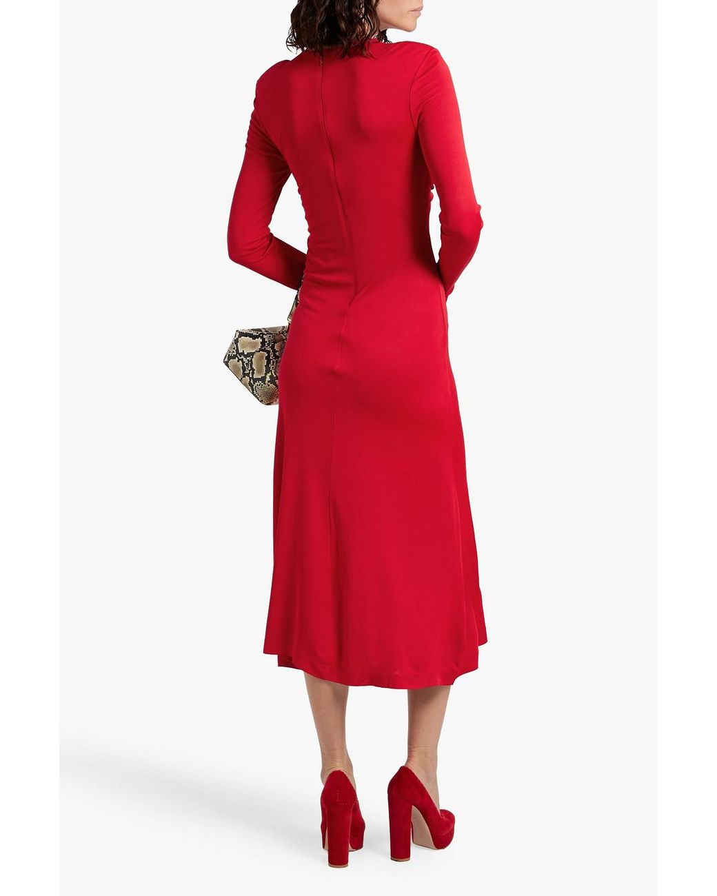FARM Rio Twisted Jersey Midi Dress in Red | Lyst
