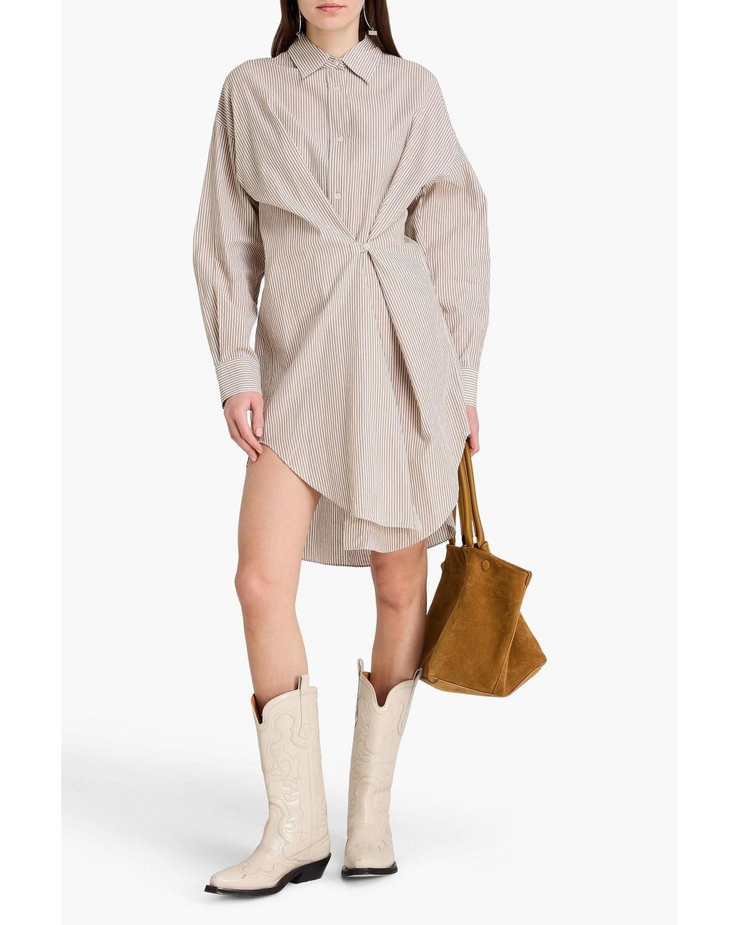 Isabel Marant Natural Striped Cotton-mousseline Shirt Dress