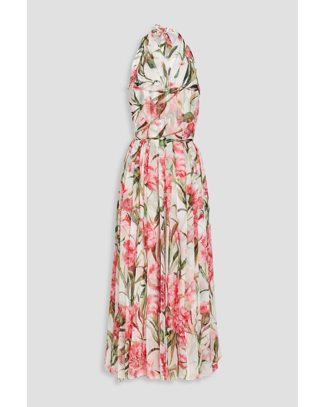 white floral print chiffon halterneck maxi dress