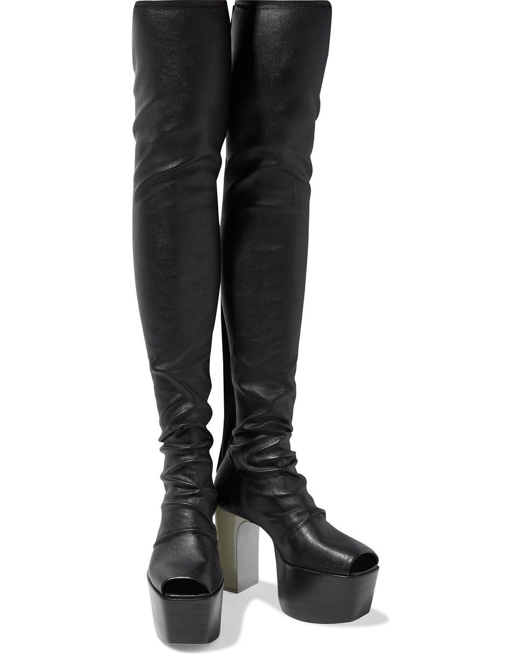 Rick Owens Kiss Stretch-leather Platform Thigh Boots in Black | Lyst