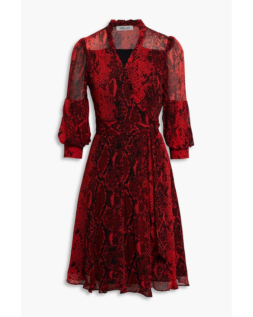 Diane von Furstenberg Adele Snake-print Georgette Wrap Dress in Red | Lyst  Canada