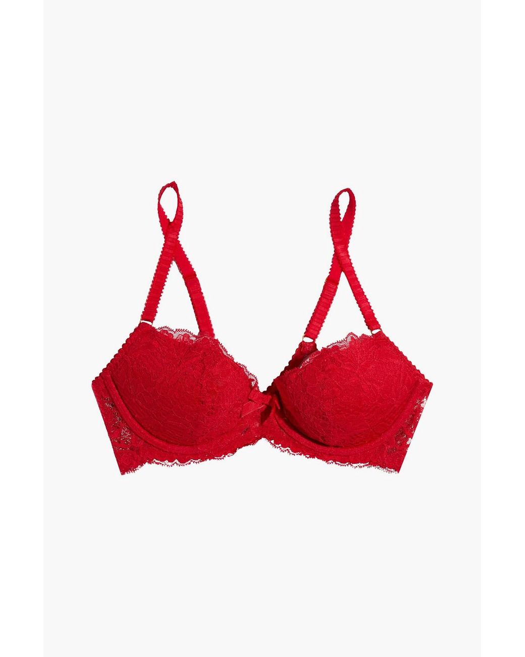 Agent Provocateur Rosele Bow-embellished Corded Lace Push-up Bra in Red |  Lyst