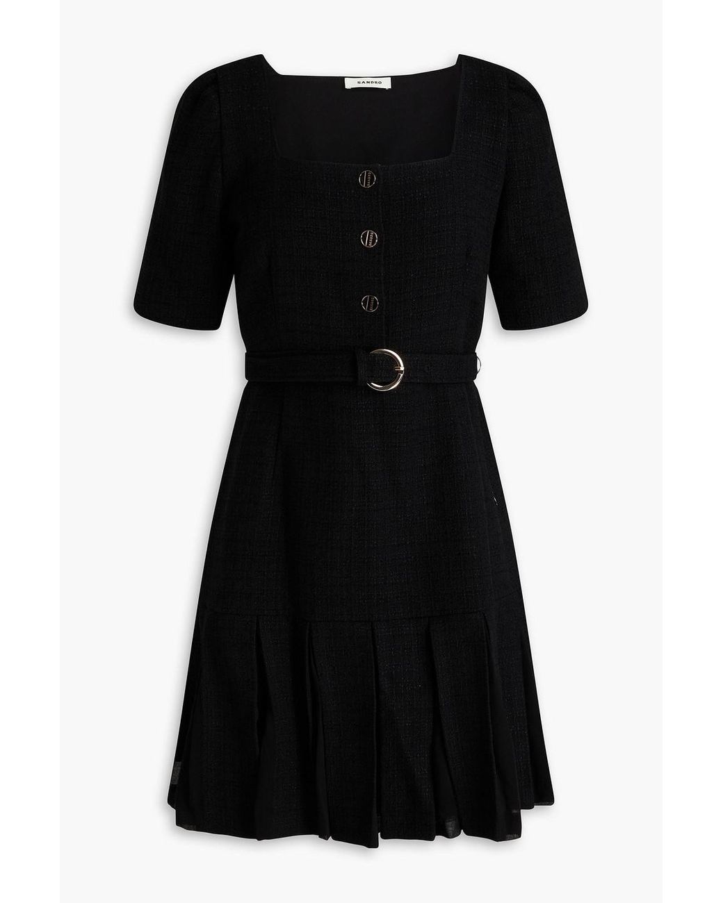 sandro pleated tweed dress Sandro Tweed Pleated Mini Dress - Beige - 50% Off