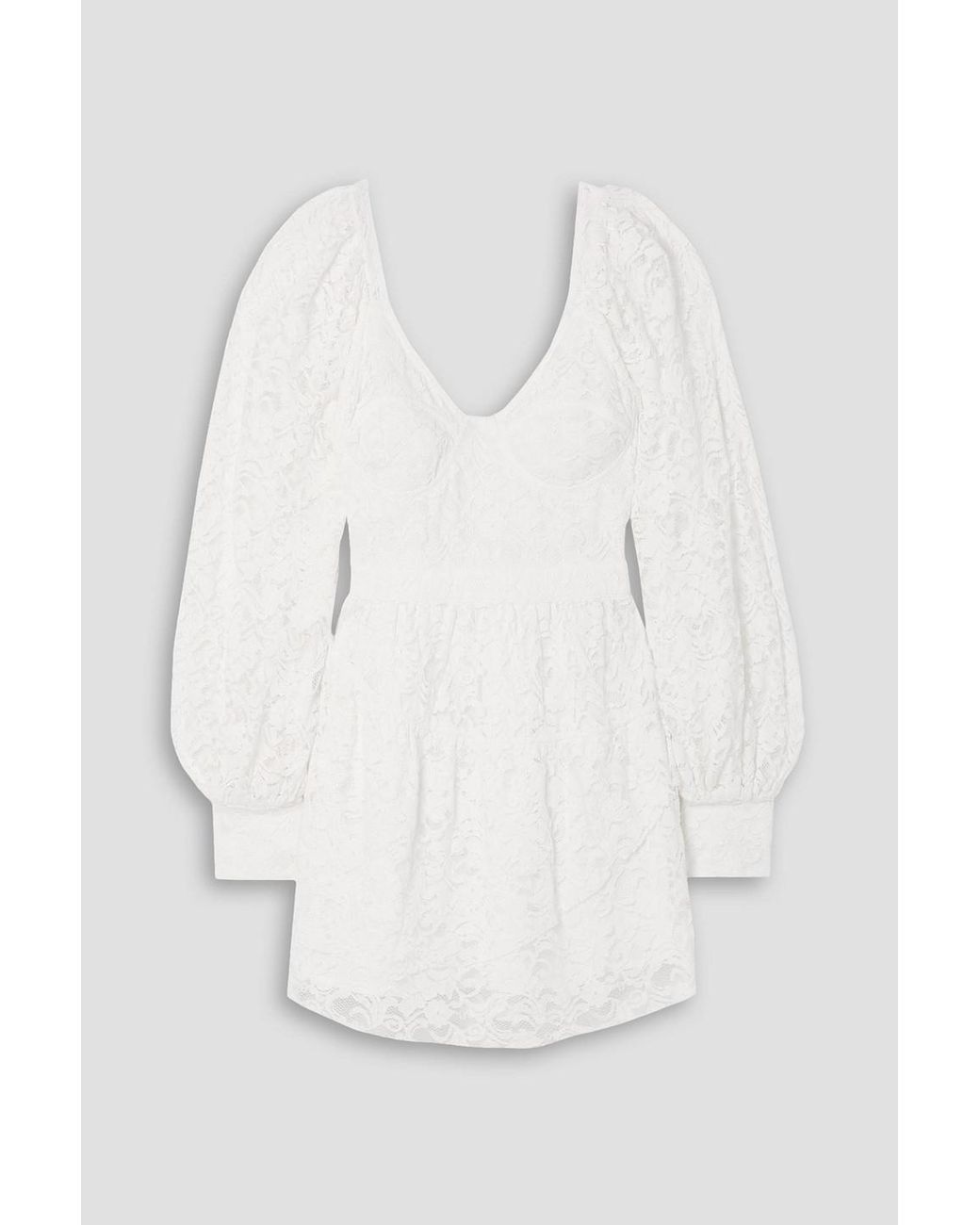 LoveShackFancy Alela Tiered Cotton-blend Lace Mini Dress in White | Lyst