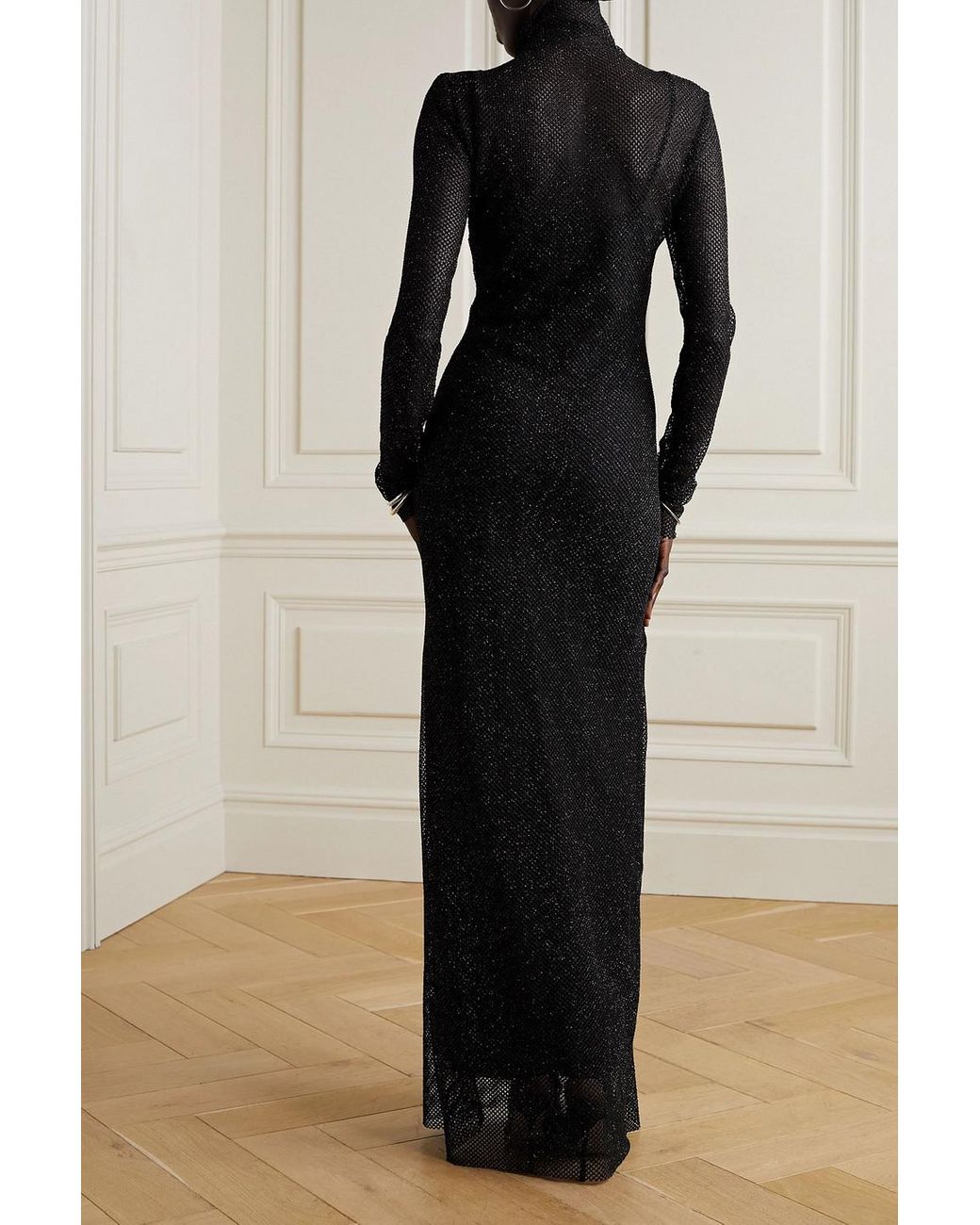 knee length dresses for ladies Light Gold Metallic Crinkled Mesh Draped Long Gown main image 1