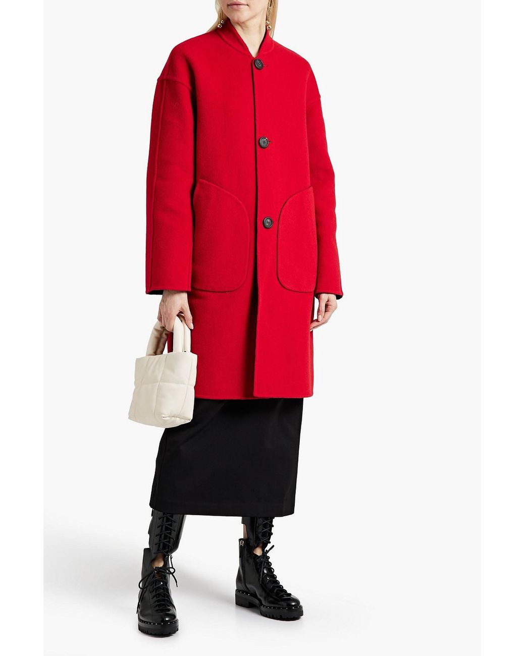 Mansur Gavriel Wool felt Coat in Red Lyst
