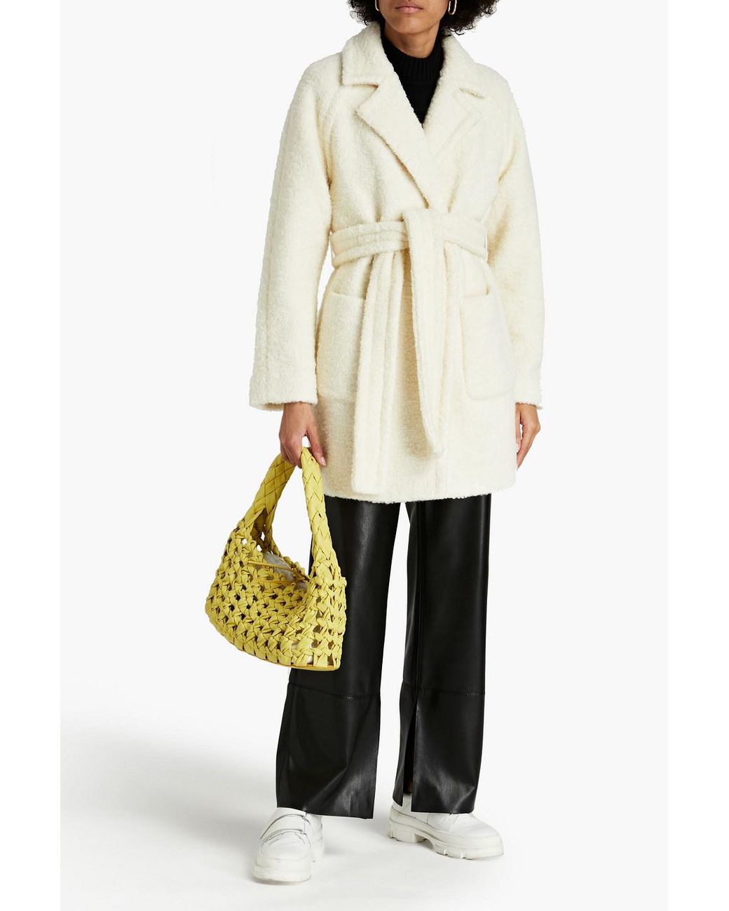 Wool blend boucle coat sale