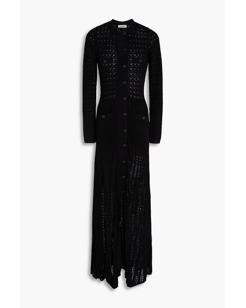 Sandro Crochet-knit Maxi Dress in Black | Lyst UK