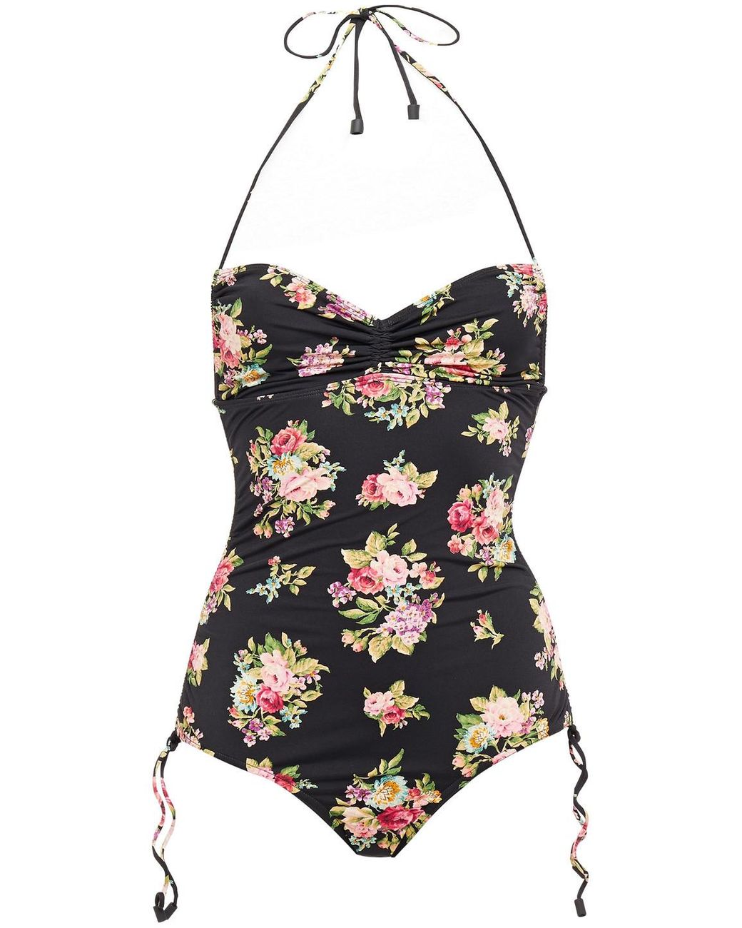 Zimmermann Synthetic Honour Ruched Floral-print Halterneck Swimsuit ...