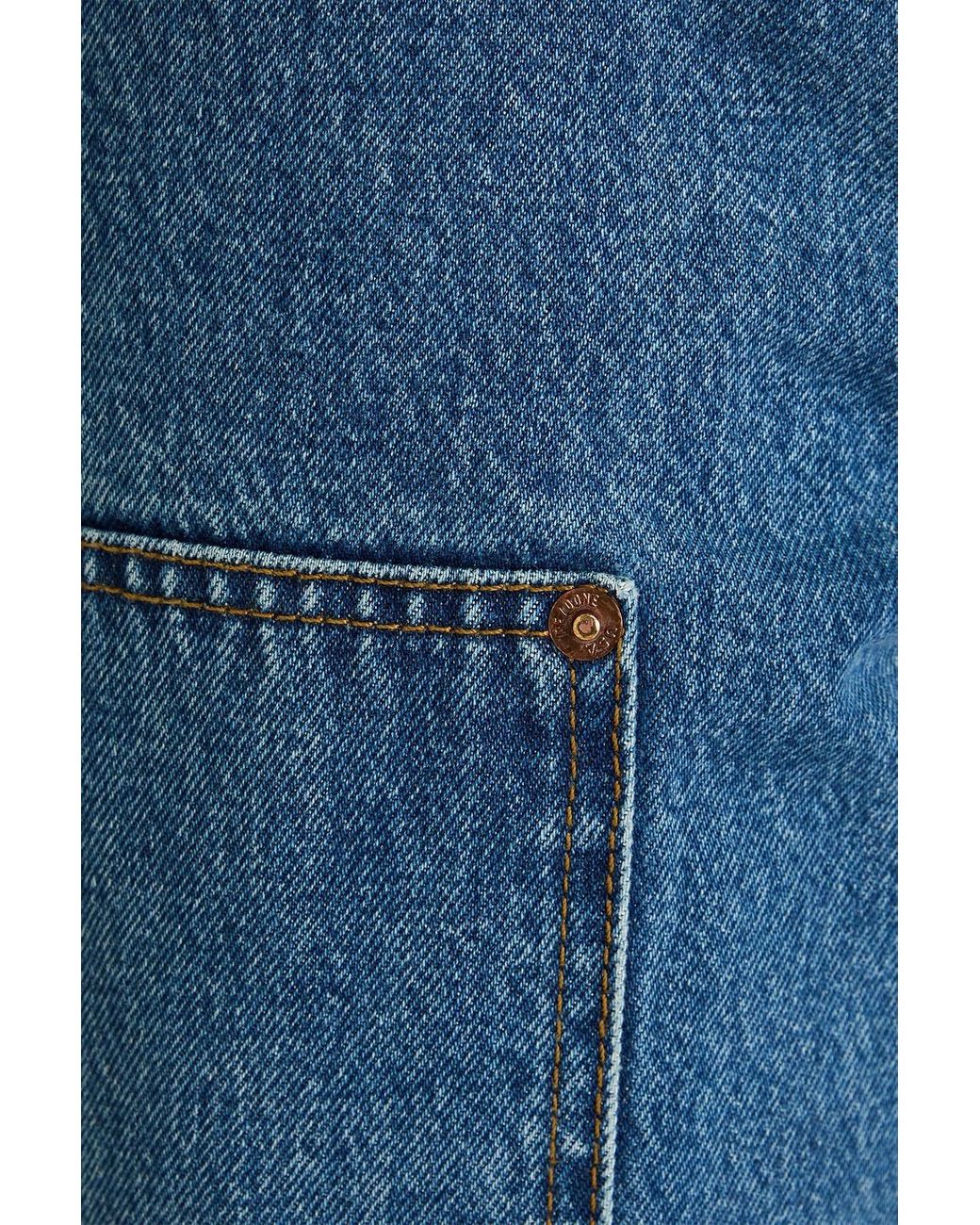 Re/done Blue Shortie Cropped High-rise Wide-leg Jeans