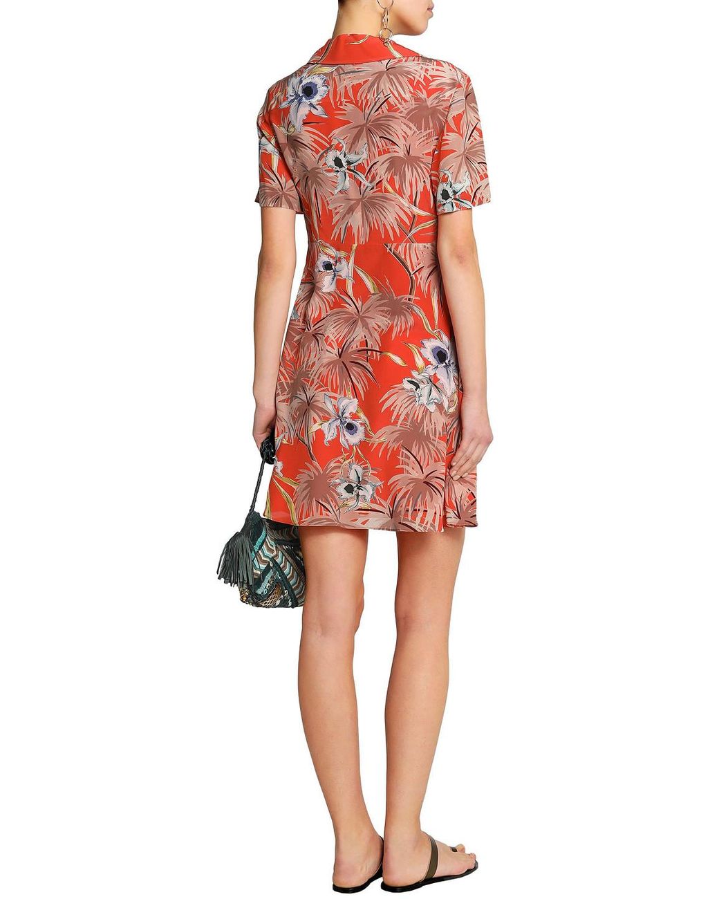 Valentino Floral-print Silk Crepe De Chine Mini Dress in Orange - Lyst