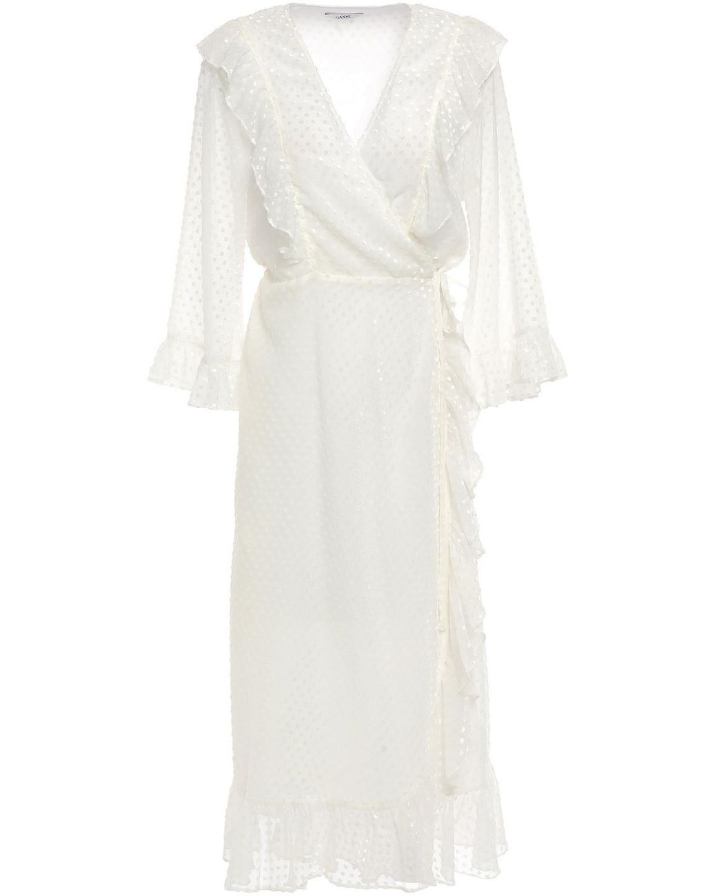 white ganni dress