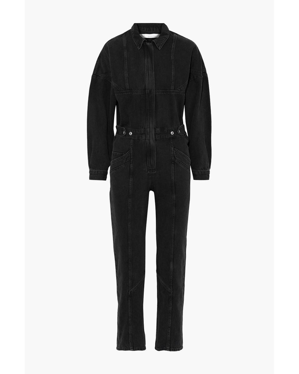 IRO Shanty Snapdetailed Denim Jumpsuit in Gray Lyst