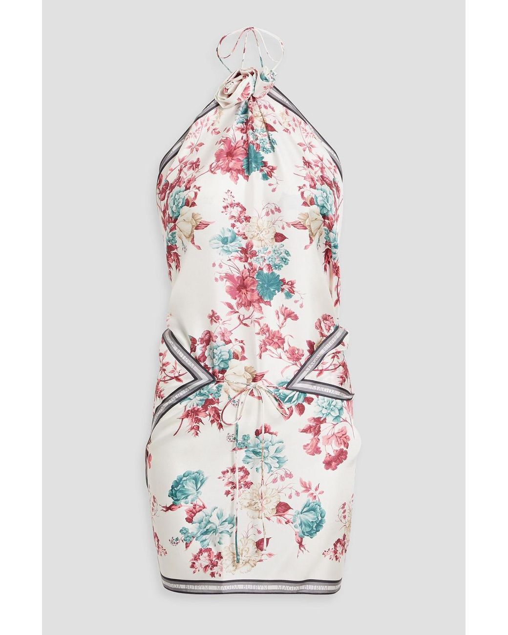 Magda Butrym Printed Silk-Twill Halterneck Mini Dress in
