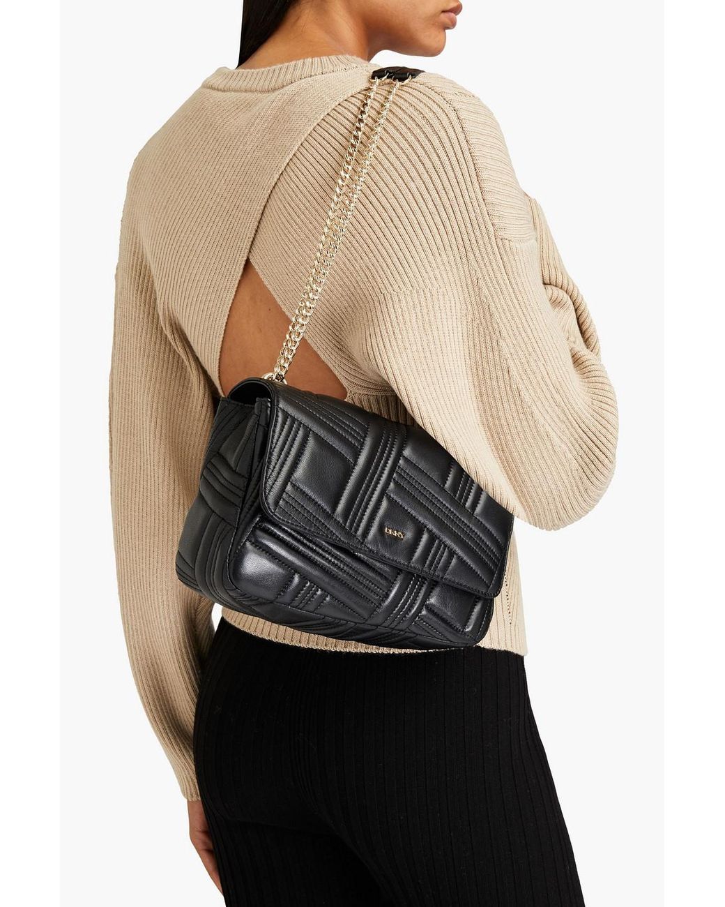 DKNY Quilted Padded Leather Shoulder Bag in Black Lyst UK