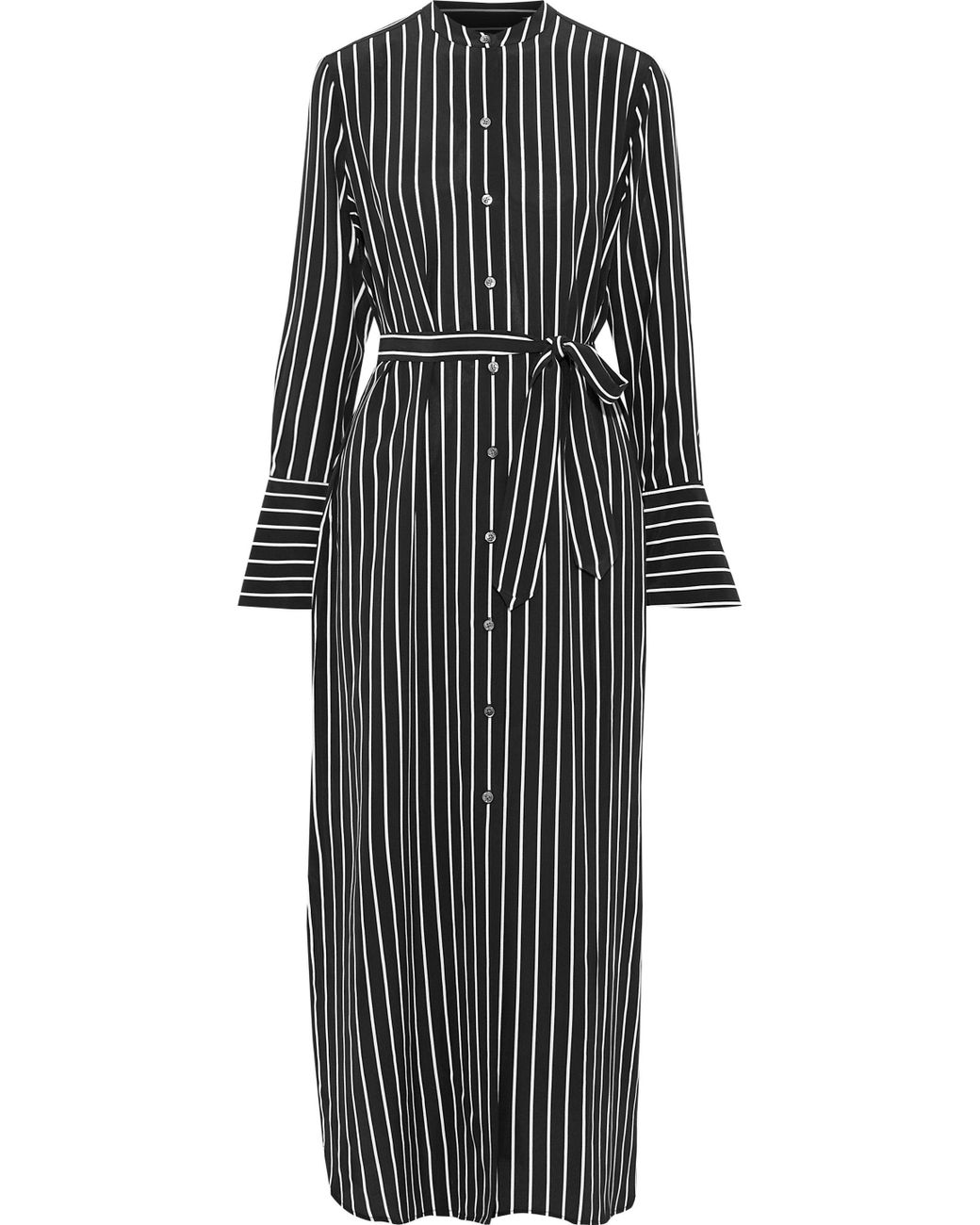 Equipment Connell Belted Striped Silk Maxi Shirt Dress Black Lyst