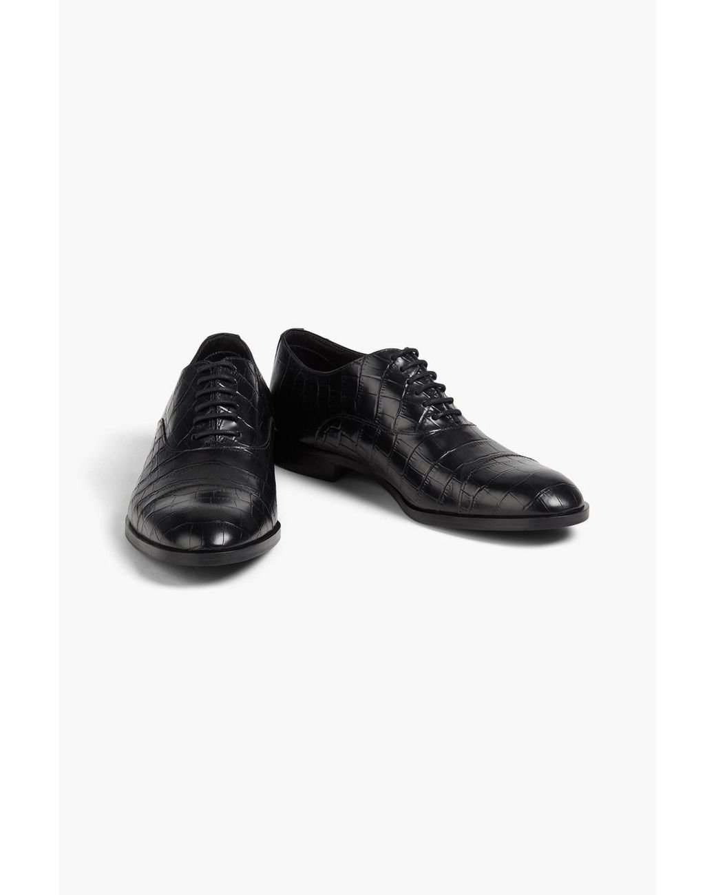 Emporio Armani Croc effect Leather Oxford Shoes in Black for Men