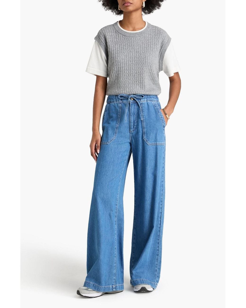 PAIGE Blue Rumi High-Rise Wide-Leg Jeans