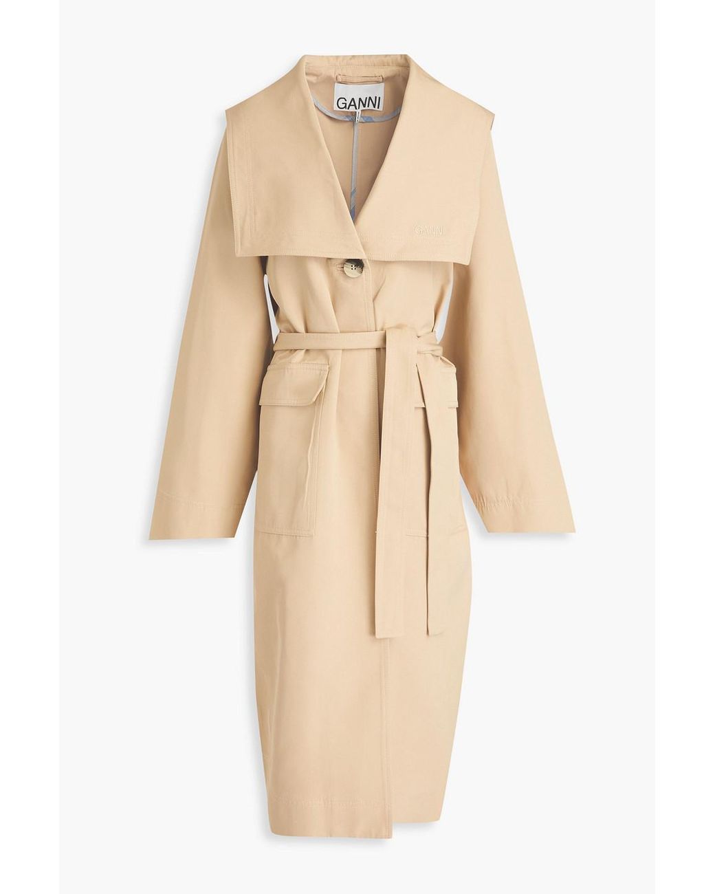 Ganni Oversized Twill Trench Coat in Natural Lyst