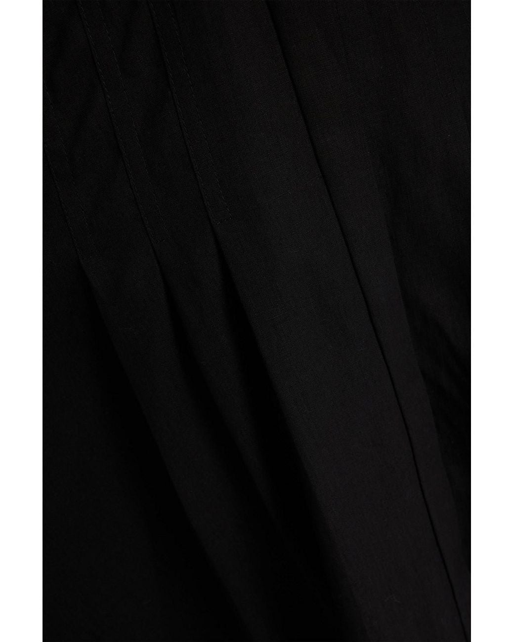 Gabriela Hearst Black Elea Pleated Linen Midi Dress