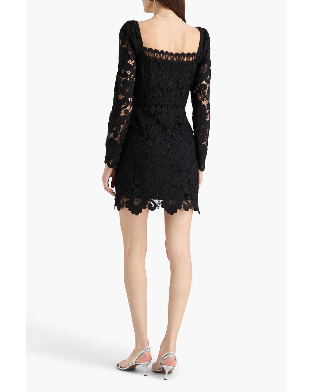 chinese dress ladies No Compromise Black Floral Guipure Lace Scallop Hem Mini Dress