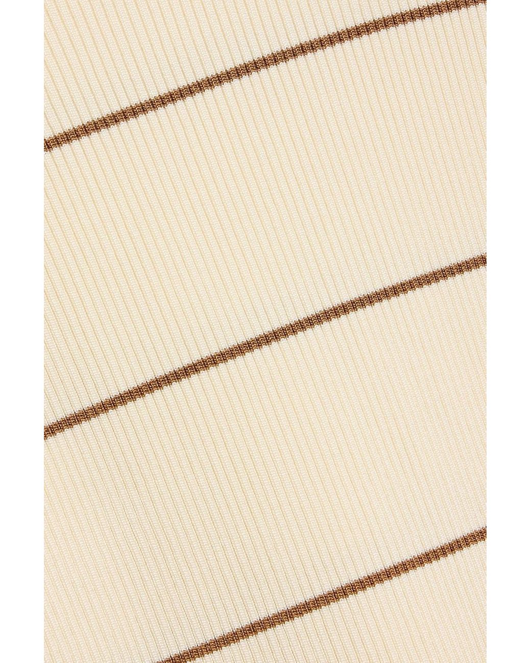 FRAME Striped Ribbed-Knit Sweater in Natural | Lyst UK