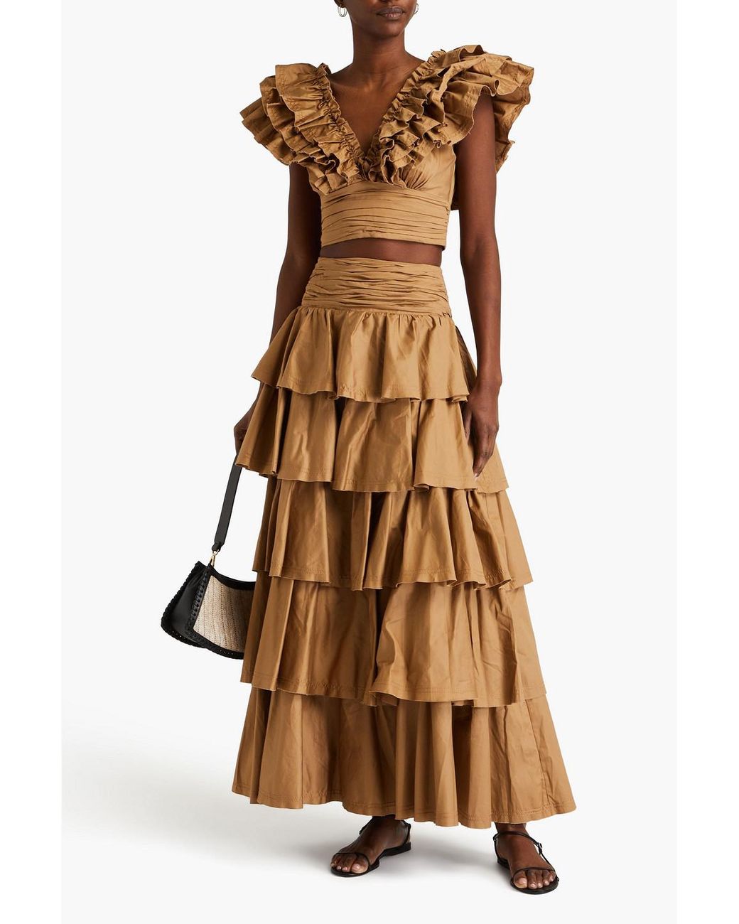 Aje. Eleni Tiered Cotton-poplin Maxi Skirt in Natural | Lyst Aje. Eleni Tiered Cotton-poplin Maxi Skirt in Natural | Lyst
