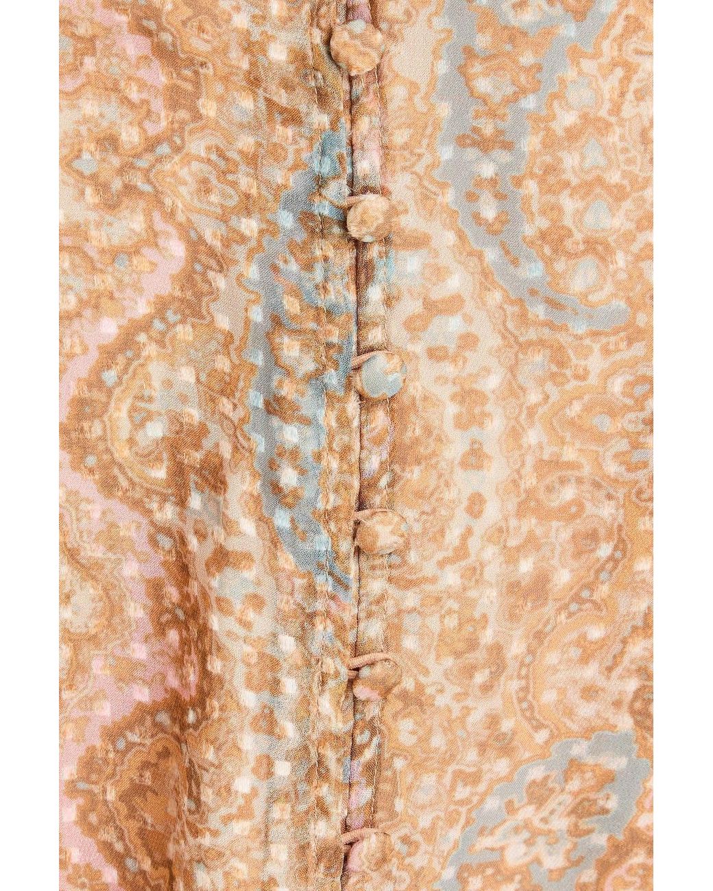 PAIGE Natural Dezi Cropped Printed Silk-blend Jacquard Blouse