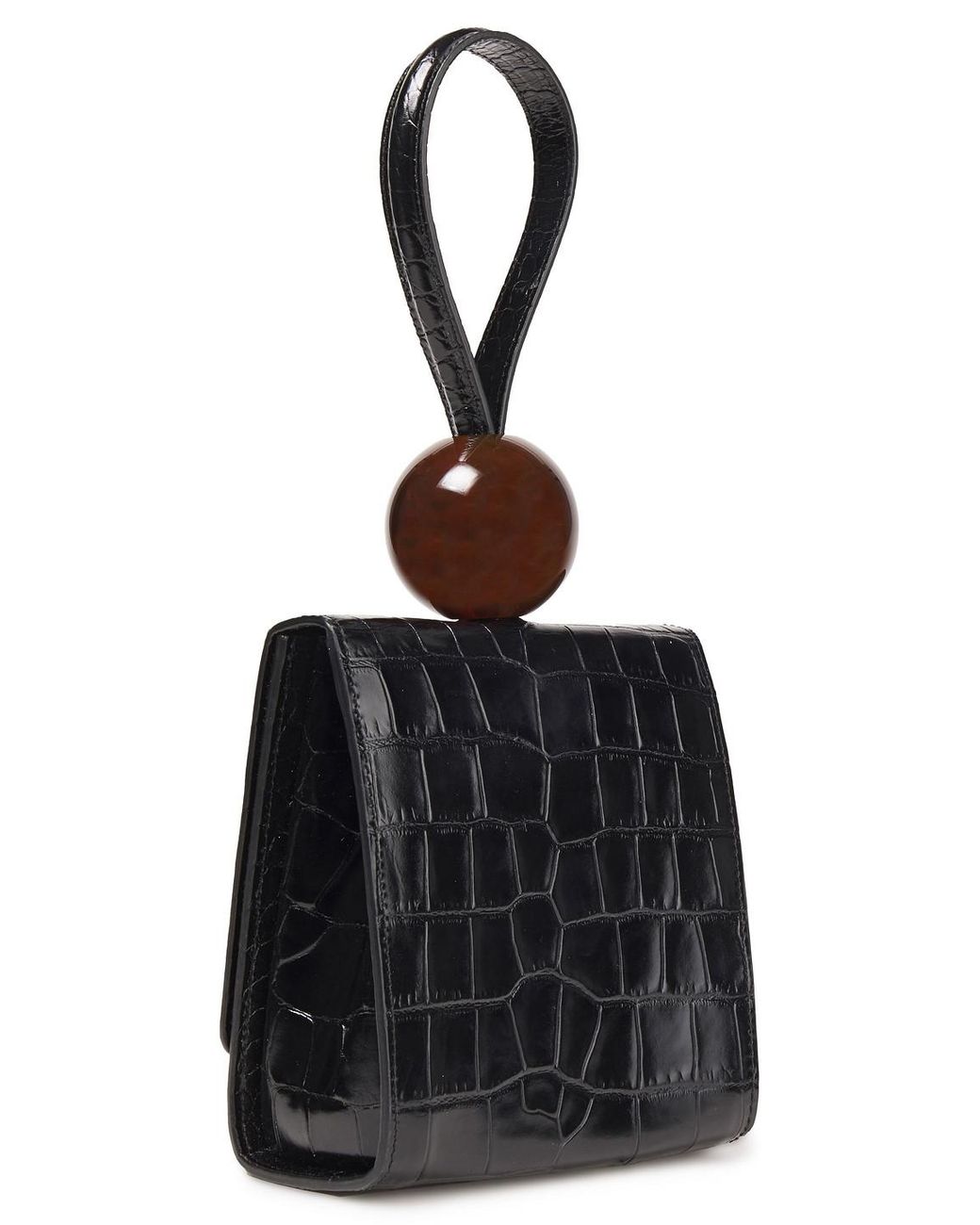 BY FAR Ball Croco Embossed Leather Clutch Bag in Black Lyst