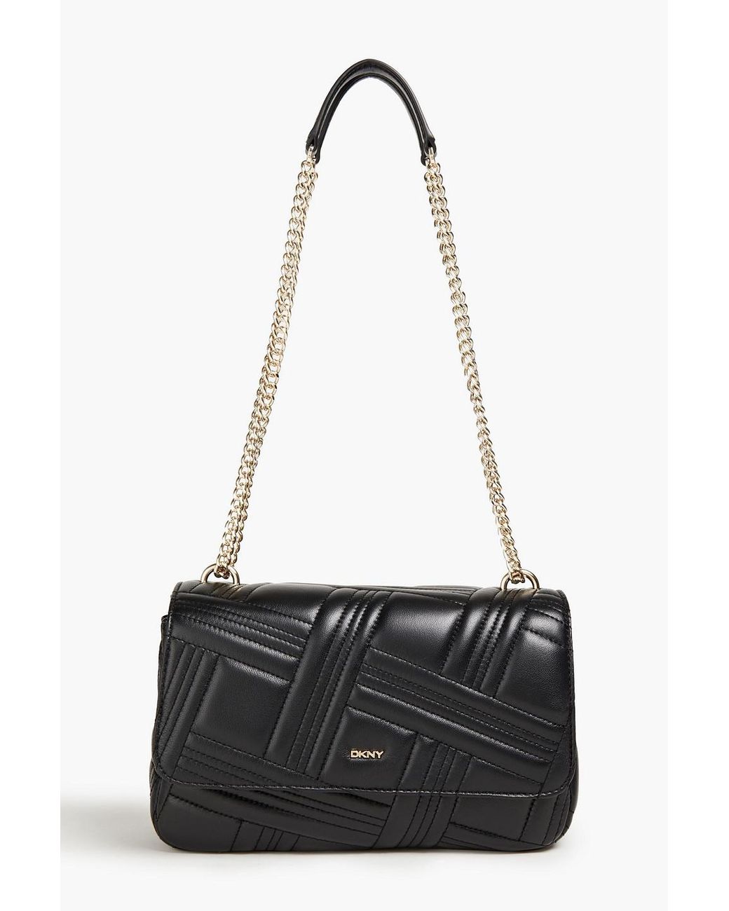 DKNY Quilted Padded Leather Shoulder Bag in Black | Lyst Australia