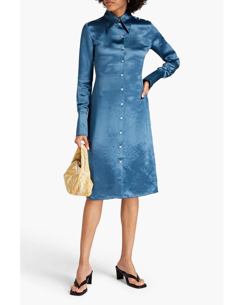 Acne Studios Satin Shirt Dress in Blue | Lyst