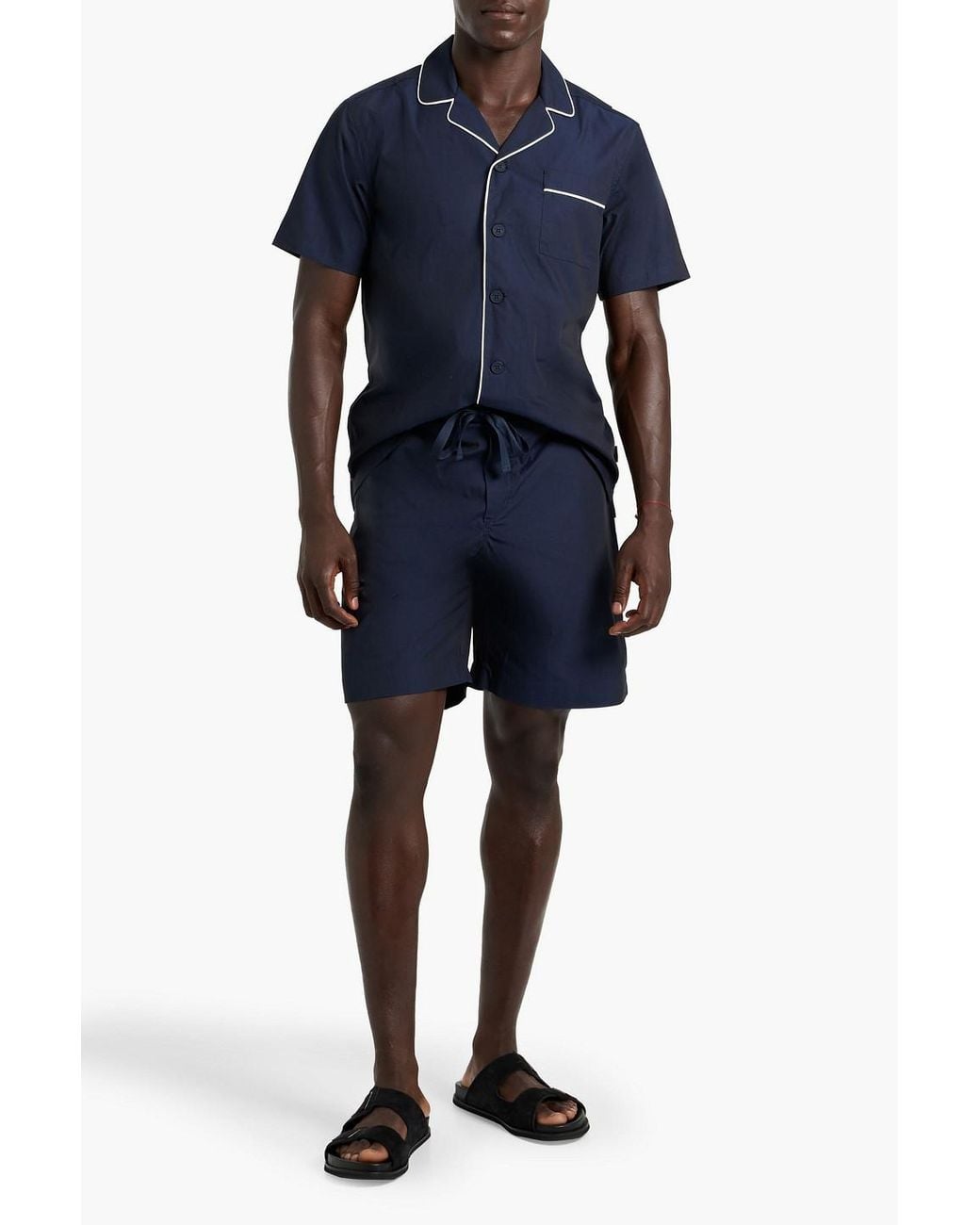 Orlebar Brown Blue Cotton-Poplin Drawstring Shorts for men