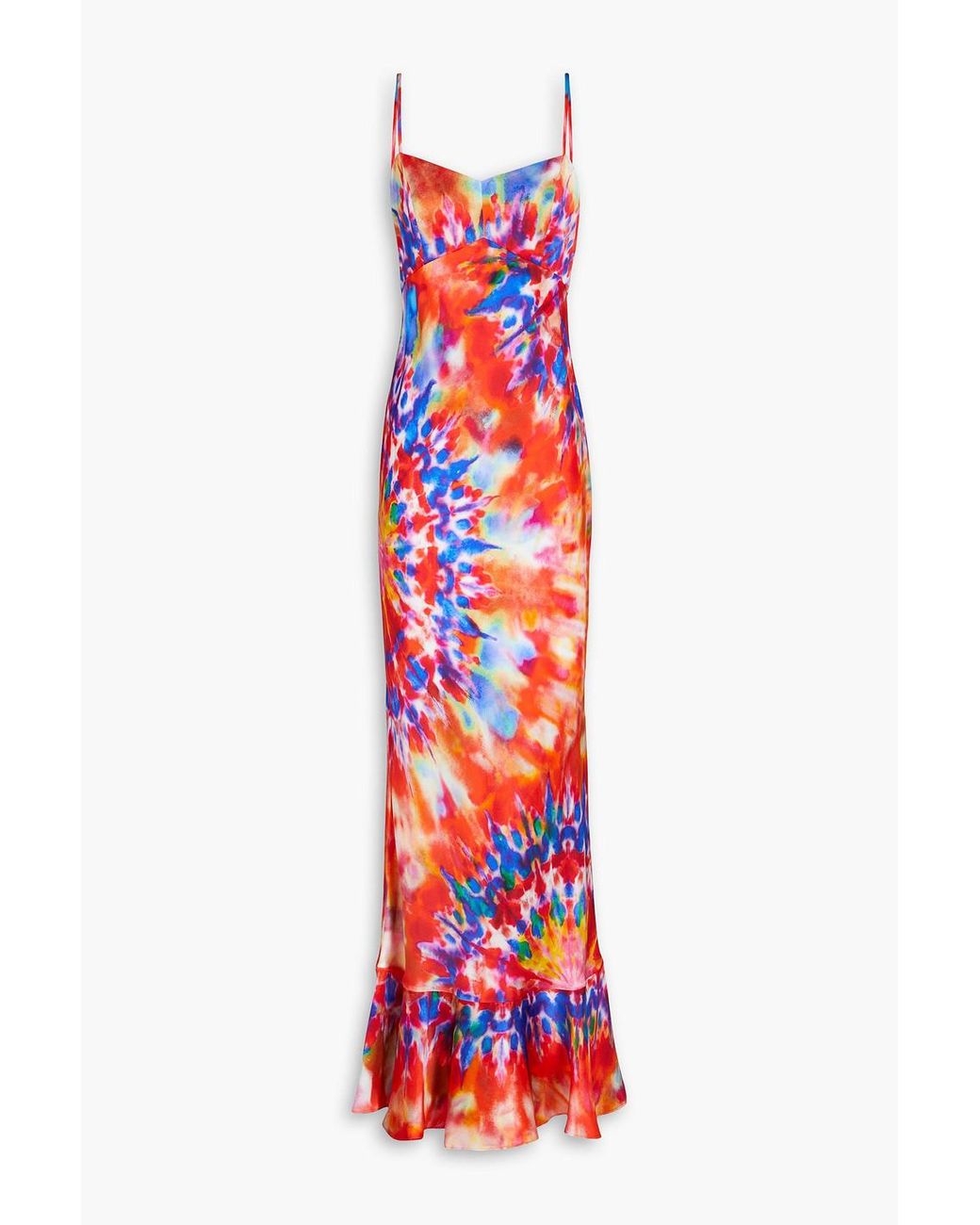Saloni Mimi Tie-dyed Silk-satin Midi Dress in Red | Lyst